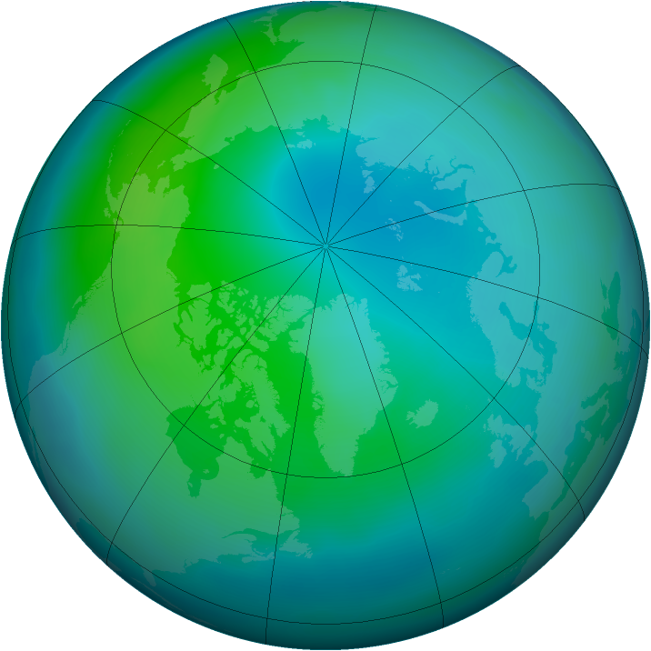 Arctic ozone map for October 2011